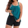 imageHolipick Plus Size Tankini Swimsuits for Women Two Piece Tummy Control Bathing Suit Blouson Tankini Top with ShortsGreen