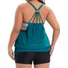 imageHolipick Plus Size Tankini Swimsuits for Women Two Piece Tummy Control Bathing Suit Blouson Tankini Top with ShortsGreen