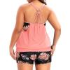 imageHolipick Plus Size Tankini Swimsuits for Women Two Piece Tummy Control Bathing Suit Blouson Tankini Top with ShortsOrange Floral