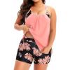 imageHolipick Plus Size Tankini Swimsuits for Women Two Piece Tummy Control Bathing Suit Blouson Tankini Top with ShortsOrange Floral