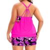 imageHolipick Plus Size Tankini Swimsuits for Women Two Piece Tummy Control Bathing Suit Blouson Tankini Top with ShortsPink Floral