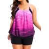 imageHolipick Plus Size Tankini Swimsuits for Women Two Piece Tummy Control Bathing Suit Blouson Tankini Top with ShortsPink Gradient
