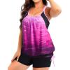 imageHolipick Plus Size Tankini Swimsuits for Women Two Piece Tummy Control Bathing Suit Blouson Tankini Top with ShortsPink Gradient