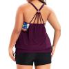 imageHolipick Plus Size Tankini Swimsuits for Women Two Piece Tummy Control Bathing Suit Blouson Tankini Top with ShortsPurple Floral