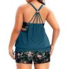imageHolipick Plus Size Tankini Swimsuits for Women Two Piece Tummy Control Bathing Suit Blouson Tankini Top with ShortsTeal and Floral