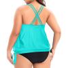 imageHolipick Plus Size Tankini Tops for Women Blouson Tummy Control Swim top Loose Fit Bathing Suit Top No BottomAqua