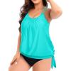 imageHolipick Plus Size Tankini Tops for Women Blouson Tummy Control Swim top Loose Fit Bathing Suit Top No BottomAqua