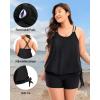 imageHolipick Plus Size Tankini Tops for Women Blouson Tummy Control Swim top Loose Fit Bathing Suit Top No BottomBlack