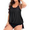 imageHolipick Plus Size Tankini Tops for Women Blouson Tummy Control Swim top Loose Fit Bathing Suit Top No BottomBlack