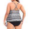 imageHolipick Plus Size Tankini Tops for Women Blouson Tummy Control Swim top Loose Fit Bathing Suit Top No BottomBlack Tribal