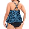 imageHolipick Plus Size Tankini Tops for Women Blouson Tummy Control Swim top Loose Fit Bathing Suit Top No BottomBlue Paisley