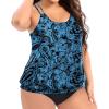 imageHolipick Plus Size Tankini Tops for Women Blouson Tummy Control Swim top Loose Fit Bathing Suit Top No BottomBlue Paisley