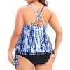 imageHolipick Plus Size Tankini Tops for Women Blouson Tummy Control Swim top Loose Fit Bathing Suit Top No BottomBlue Tie Dye