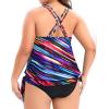 imageHolipick Plus Size Tankini Tops for Women Blouson Tummy Control Swim top Loose Fit Bathing Suit Top No BottomColor Striped