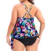 imageHolipick Plus Size Tankini Tops for Women Blouson Tummy Control Swim top Loose Fit Bathing Suit Top No BottomColorful Floral