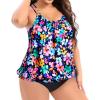 imageHolipick Plus Size Tankini Tops for Women Blouson Tummy Control Swim top Loose Fit Bathing Suit Top No BottomColorful Floral