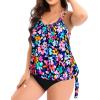 imageHolipick Plus Size Tankini Tops for Women Blouson Tummy Control Swim top Loose Fit Bathing Suit Top No BottomColorful Floral