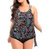 imageHolipick Plus Size Tankini Tops for Women Blouson Tummy Control Swim top Loose Fit Bathing Suit Top No BottomColorful Paisley