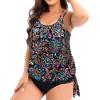 imageHolipick Plus Size Tankini Tops for Women Blouson Tummy Control Swim top Loose Fit Bathing Suit Top No BottomColorful Paisley