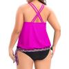 imageHolipick Plus Size Tankini Tops for Women Blouson Tummy Control Swim top Loose Fit Bathing Suit Top No BottomPink Geometry