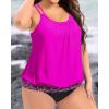 imageHolipick Plus Size Tankini Tops for Women Blouson Tummy Control Swim top Loose Fit Bathing Suit Top No BottomPink Geometry