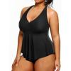 imageHolipick Plus Size Two Piece Swimsuits High Waisted Bathing Suits for Women Halter Tankini Top with BottomsBlack