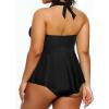 imageHolipick Plus Size Two Piece Swimsuits High Waisted Bathing Suits for Women Halter Tankini Top with BottomsBlack