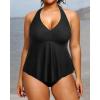imageHolipick Plus Size Two Piece Swimsuits High Waisted Bathing Suits for Women Halter Tankini Top with BottomsBlack