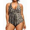 imageHolipick Plus Size Two Piece Swimsuits High Waisted Bathing Suits for Women Halter Tankini Top with BottomsLeopard
