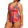 imageHolipick Plus Size Two Piece Swimsuits High Waisted Bathing Suits for Women Halter Tankini Top with BottomsRed Flower