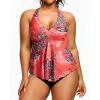 imageHolipick Plus Size Two Piece Swimsuits High Waisted Bathing Suits for Women Halter Tankini Top with BottomsRed Flower