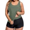 imageHolipick Women Plus Size 3 Piece Tankini Swimsuits Tummy Control Bathing Suits with Boy Shorts Tank Top with Sports BraArmy Green