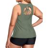 imageHolipick Women Plus Size 3 Piece Tankini Swimsuits Tummy Control Bathing Suits with Boy Shorts Tank Top with Sports BraArmy Green