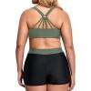 imageHolipick Women Plus Size 3 Piece Tankini Swimsuits Tummy Control Bathing Suits with Boy Shorts Tank Top with Sports BraArmy Green