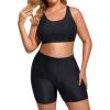 imageHolipick Women Plus Size 3 Piece Tankini Swimsuits Tummy Control Bathing Suits with Boy Shorts Tank Top with Sports BraBlack 1