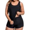imageHolipick Women Plus Size 3 Piece Tankini Swimsuits Tummy Control Bathing Suits with Boy Shorts Tank Top with Sports BraBlack