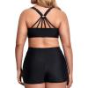 imageHolipick Women Plus Size 3 Piece Tankini Swimsuits Tummy Control Bathing Suits with Boy Shorts Tank Top with Sports BraBlack