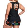 imageHolipick Women Plus Size 3 Piece Tankini Swimsuits Tummy Control Bathing Suits with Boy Shorts Tank Top with Sports BraBlack Dinosaur