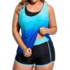 imageHolipick Women Plus Size 3 Piece Tankini Swimsuits Tummy Control Bathing Suits with Boy Shorts Tank Top with Sports BraBlue Gradient