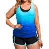imageHolipick Women Plus Size 3 Piece Tankini Swimsuits Tummy Control Bathing Suits with Boy Shorts Tank Top with Sports BraBlue Gradient