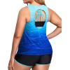 imageHolipick Women Plus Size 3 Piece Tankini Swimsuits Tummy Control Bathing Suits with Boy Shorts Tank Top with Sports BraBlue Gradient