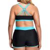 imageHolipick Women Plus Size 3 Piece Tankini Swimsuits Tummy Control Bathing Suits with Boy Shorts Tank Top with Sports BraBlue Gradient