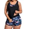 imageHolipick Women Plus Size 3 Piece Tankini Swimsuits Tummy Control Bathing Suits with Boy Shorts Tank Top with Sports BraFlamingo