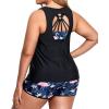 imageHolipick Women Plus Size 3 Piece Tankini Swimsuits Tummy Control Bathing Suits with Boy Shorts Tank Top with Sports BraFlamingo