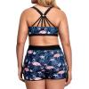 imageHolipick Women Plus Size 3 Piece Tankini Swimsuits Tummy Control Bathing Suits with Boy Shorts Tank Top with Sports BraFlamingo