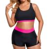 imageHolipick Women Plus Size 3 Piece Tankini Swimsuits Tummy Control Bathing Suits with Boy Shorts Tank Top with Sports BraHot Pink