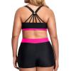 imageHolipick Women Plus Size 3 Piece Tankini Swimsuits Tummy Control Bathing Suits with Boy Shorts Tank Top with Sports BraHot Pink
