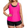 imageHolipick Women Plus Size 3 Piece Tankini Swimsuits Tummy Control Bathing Suits with Boy Shorts Tank Top with Sports BraHot Pink