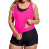 imageHolipick Women Plus Size 3 Piece Tankini Swimsuits Tummy Control Bathing Suits with Boy Shorts Tank Top with Sports BraHot Pink