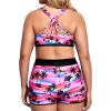 imageHolipick Women Plus Size 3 Piece Tankini Swimsuits Tummy Control Bathing Suits with Boy Shorts Tank Top with Sports BraPink Coconut Tree